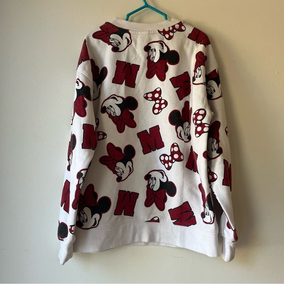 Disney Minnie Mouse Sweatshirt Girls 7/8 White Red Bow All Over Print Joe Fresh - Picture 1 of 9